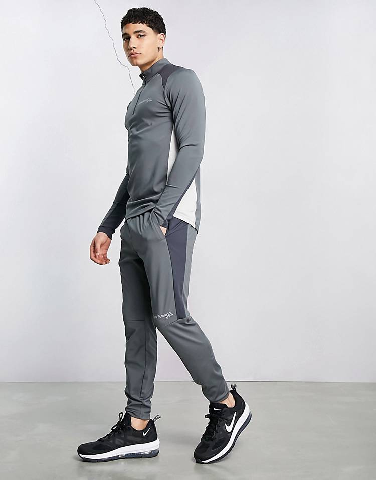 ASOS Dark Future Active training sweatpants with contrast panels in skinny fit